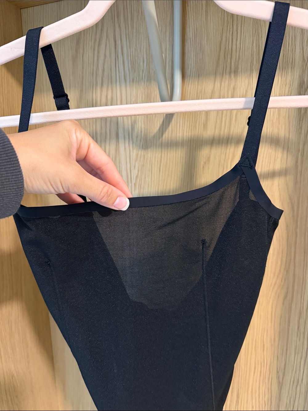SKIMS Black Sheer Cowl Neck Bodysuit